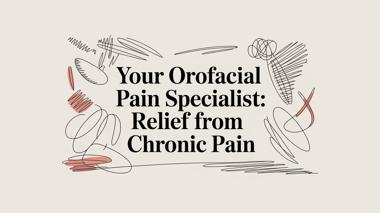 Your Orofacial Pain Specialist: Relief from Chronic Pain — decorative abstract doodles on a beige background.