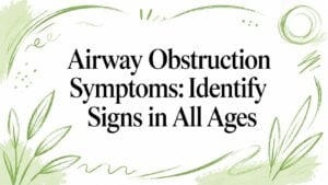 Banner featuring green brush-stroke borders with the headline: 'Airway Obstruction Symptoms: Identify Signs in All Ages'