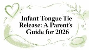 infant-tongue-tie-release-parent-guide - Pain and Sleep Center | Charlotte, NC Infant Tongue Tie Release: A Parent's Guide for 2026 (decorative green brush-stroke banner)