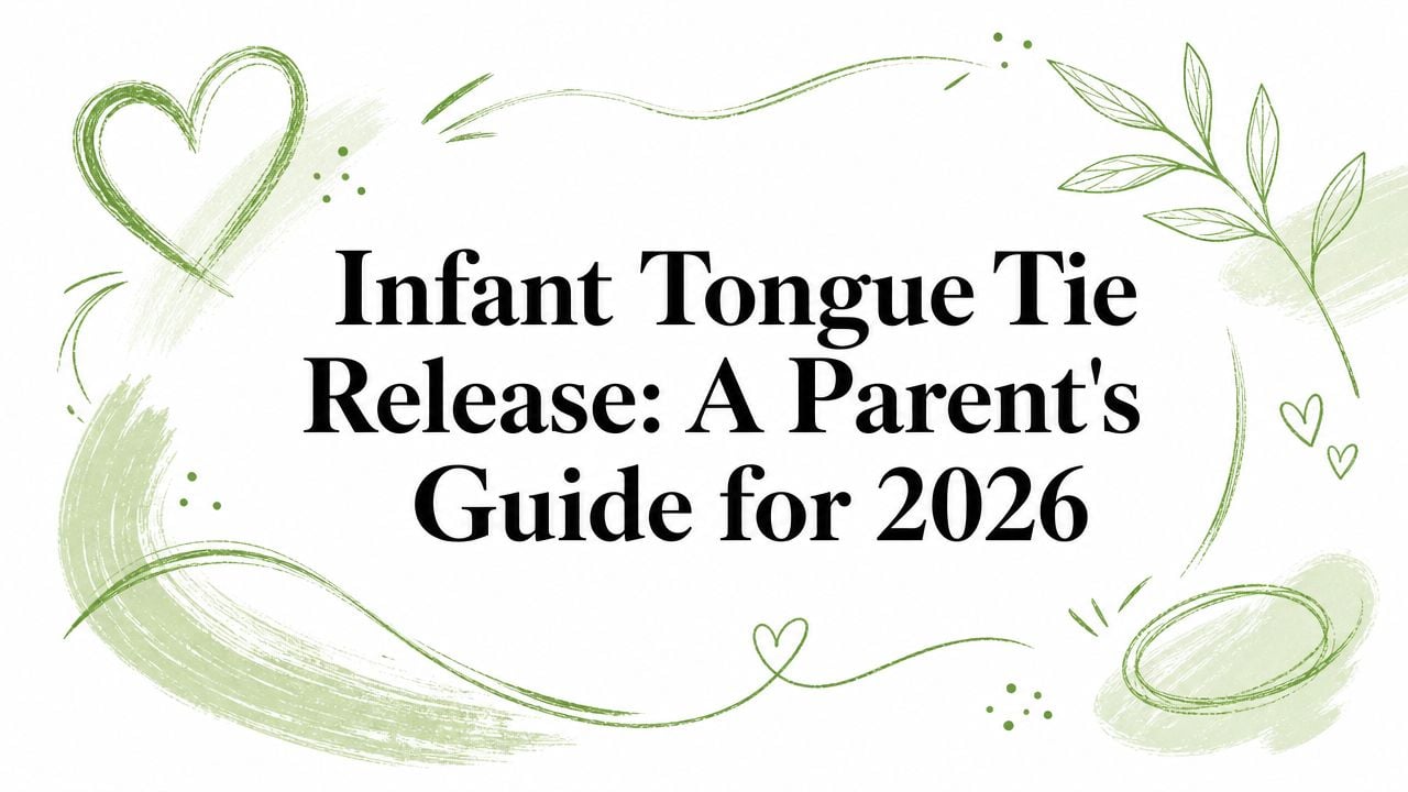 Infant Tongue Tie Release: A Parent's Guide for 2026 (decorative green brush-stroke banner)