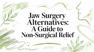jaw-surgery-alternatives-medical-guide - Pain and Sleep Center | Charlotte, NC Graphic headline reading 'Jaw Surgery Alternatives: A Guide to Non-Surgical Relief' with green brush strokes around it.