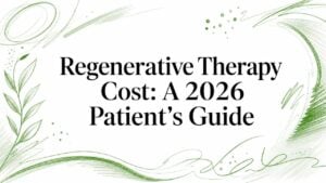 regenerative-therapy-cost-patient-guide - Pain and Sleep Center | Charlotte, NC Cover slide: 'Regenerative Therapy Cost: A 2026 Patient’s Guide' with green decorative botanical border around the edges.