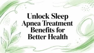 sleep-apnea-treatment-benefits-health-graphic - Pain and Sleep Center | Charlotte, NC Banner text: 'Unlock Sleep Apnea Treatment Benefits for Better Health' with green leafy border decoration on white background.